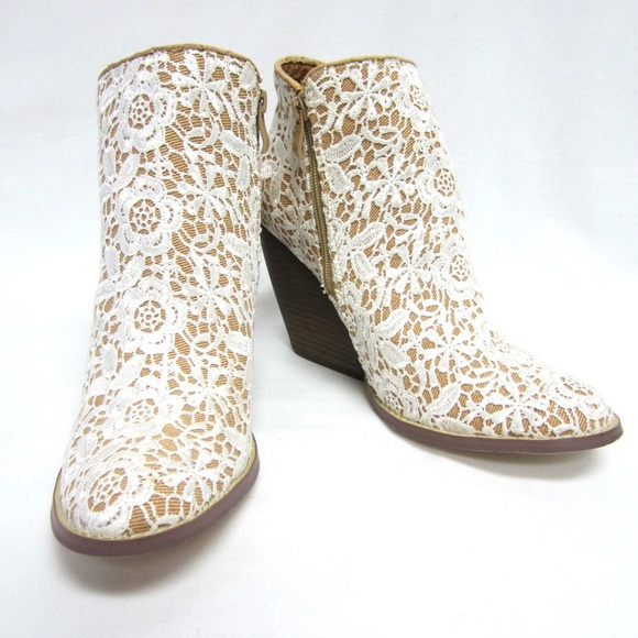 white lace ankle boots